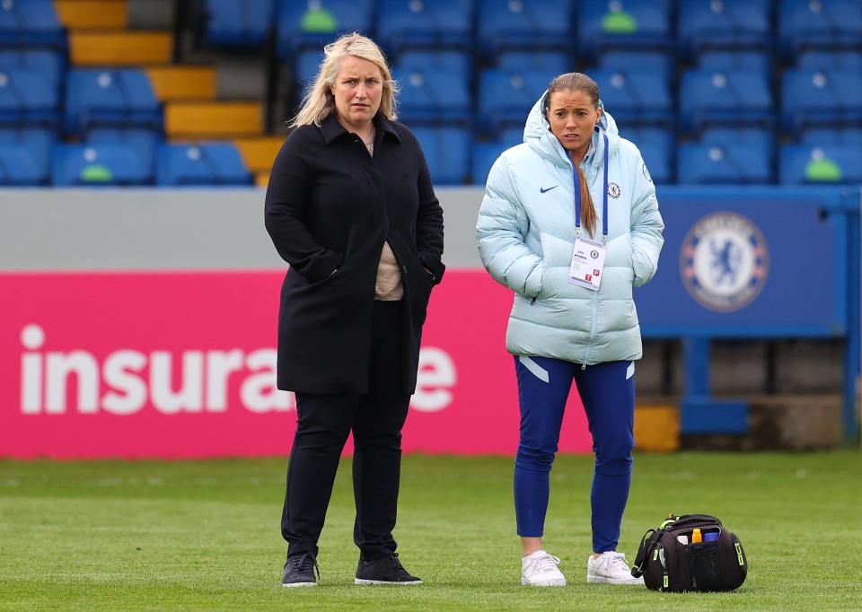 <p>Emma Hayes and Chelsea’s player of the year Frank Kirby, who was rested following the Champions League final</p> (Getty Images)