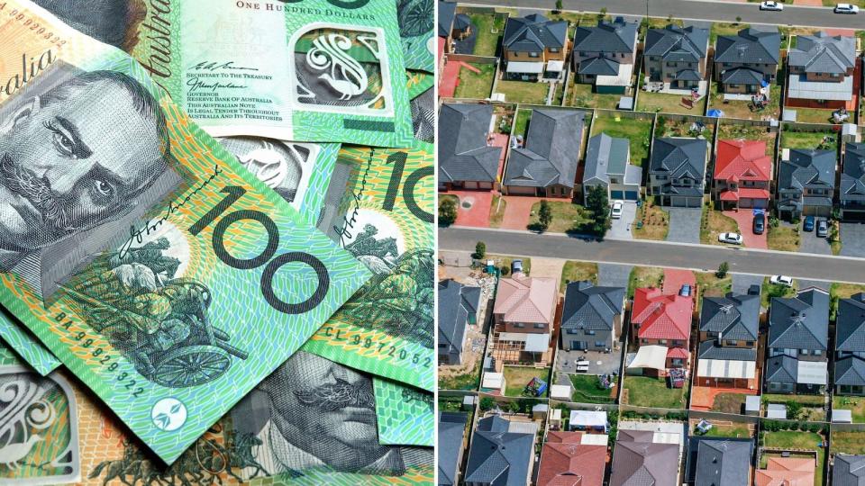 Compilation image of Aussie dollars and houses as ATO cracks down on investors this tax time