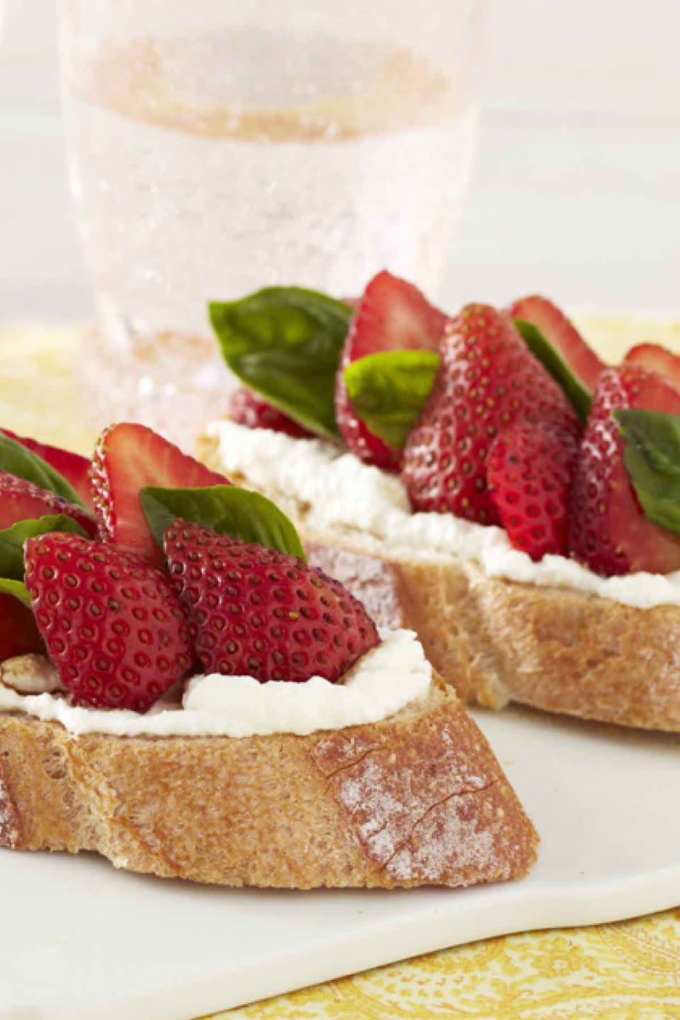<p>Place strawberries, balsamic vinegar, and creamy ricotta on toasted bread for the perfect brunch appetizer.</p><p><strong><em><a href="https://www.womansday.com/food-recipes/food-drinks/recipes/a36796/strawberry-ricotta-bruschetta-recipe-ghk0711/" rel="nofollow noopener" target="_blank" data-ylk="slk:Get the Strawberry Ricotta Bruschetta recipe.;elm:context_link;itc:0;sec:content-canvas" class="link ">Get the Strawberry Ricotta Bruschetta recipe.</a></em></strong> </p>