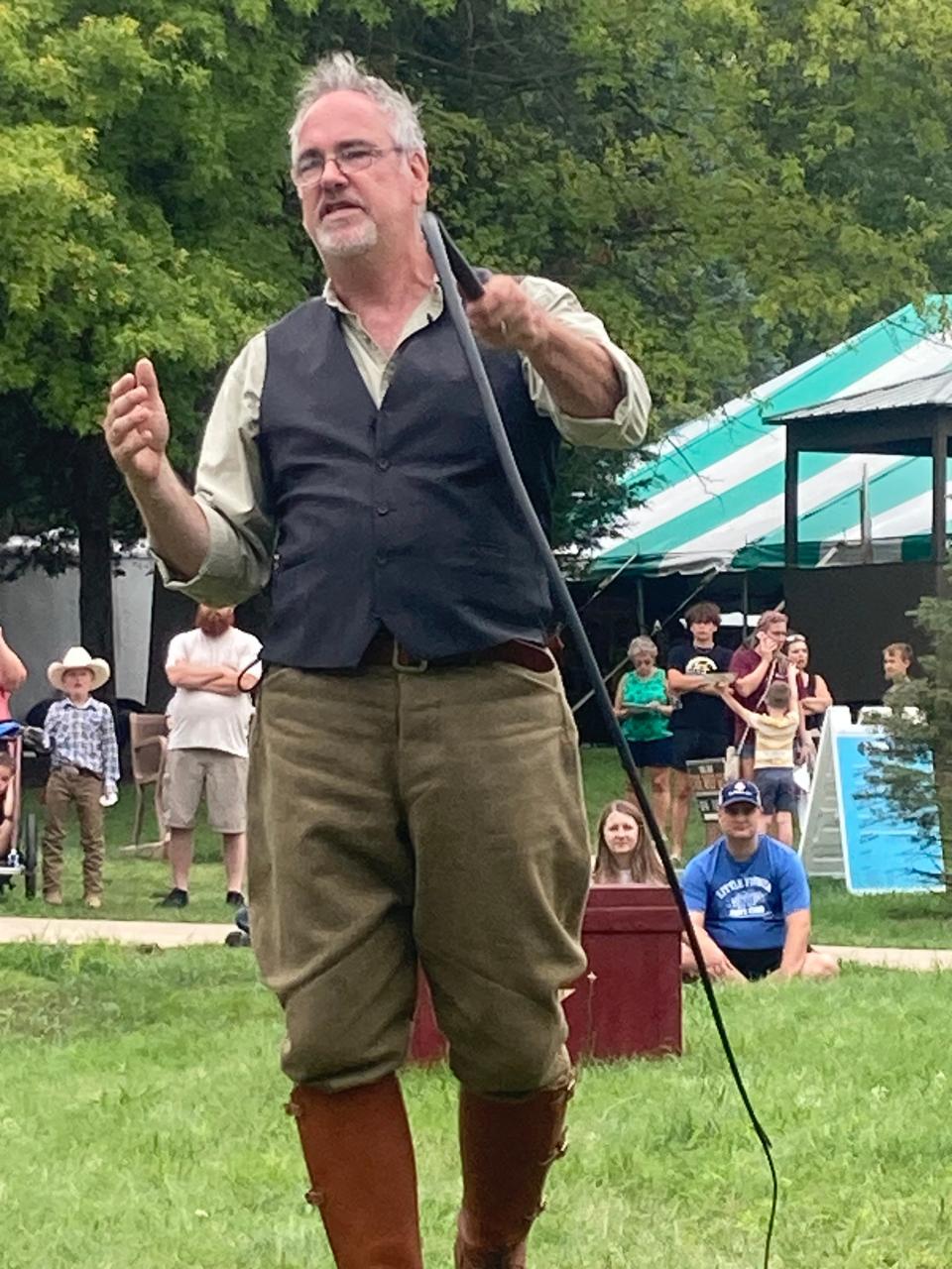 Chris Camp, "The Whip Guy," performs daily shows at Conservation World at the Illinois State Fair.