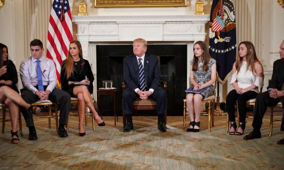 Donald Trump takes part in a listening session on gun violence with teachers and students on 21 February.