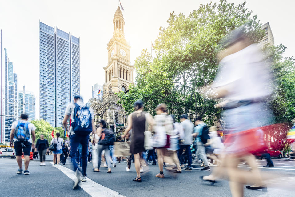 Sydney Town Hall in the background,Sydney,New South Wales, Australia.