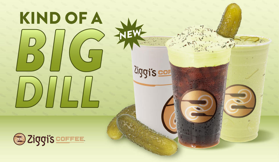 Ziggi’s pickle coffee line. (Ziggi's Coffee )