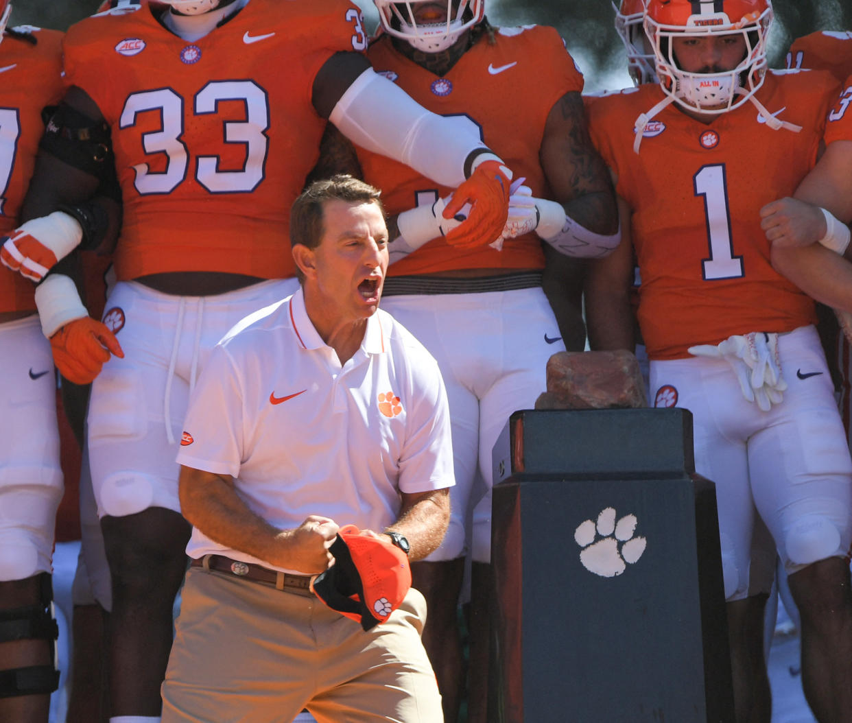 Clemson Tigers head coach Dabo Swinney is facing one of his toughest stretches yet since joining the program as the team is off to a 4-4 start. (Ken Ruinard-USA TODAY Sports)