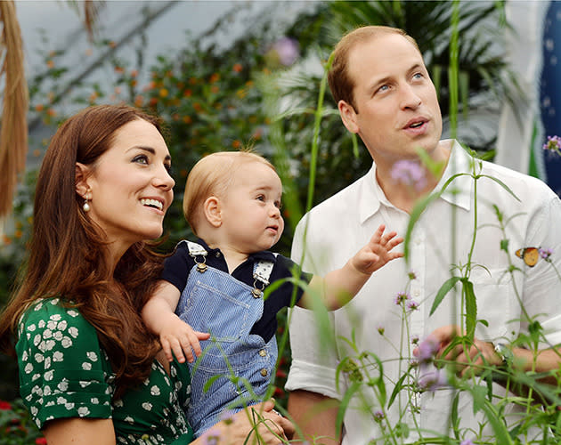 Prince George shows off his inquisitive side as he visits the Sensational Butterflies exhibition at the Natural History Museum in London with parents the Duke and Duchess of Cambridge.