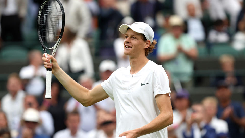 Jannik Sinner is into his first grand slam semi-final at Wimbledon. Pic: Getty