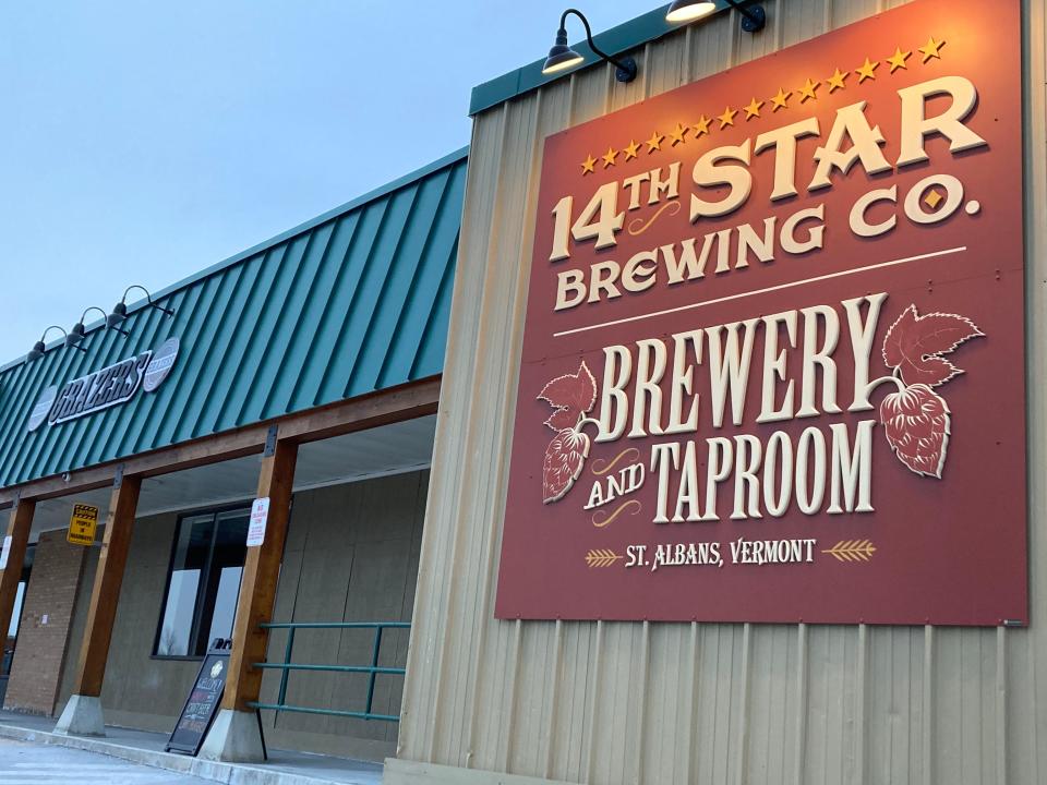 The 14th Star Brewing Co. and Grazers restaurant, shown Jan. 12, 2022, operate out of the same space at a shopping plaza in St. Albans.