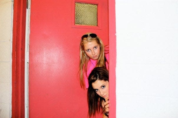 Ariana Grande, bottom, and friend Misha Lambert in Boca Raton, sometime between 2008 and 2009.