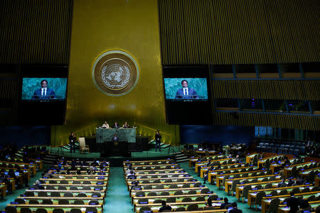 Joseph Kabila Kabange, President of the Democratic Republic of the Congo addresses the 72nd United Nations General Assembly at U.N. headquarters in New York, U.S., September 23, 2017. REUTERS/Eduardo Munoz