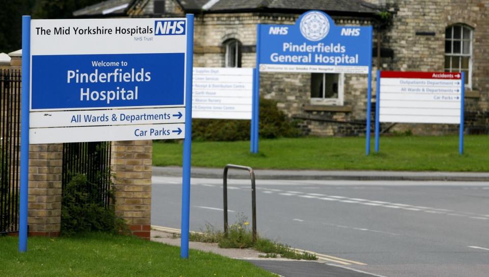 Pinderfields Hospitals in Yorkshire where operations have been cancelled (PA)