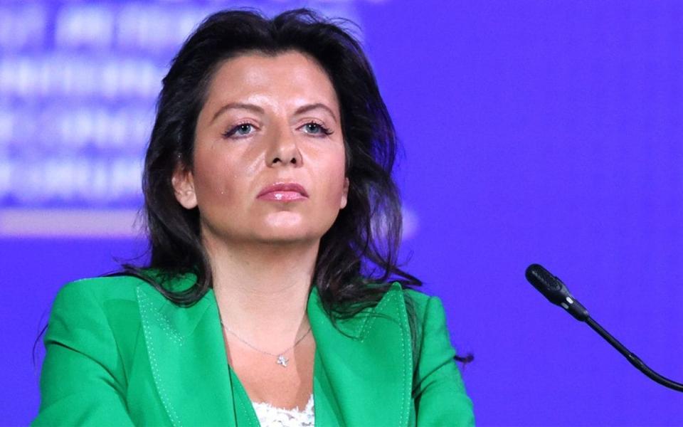 Margarita Simonyan, head of Russian state TV network RT, said she was “overwhelmed with euphoria” when Vladimir Putin sent troops to Ukraine last February - SERGEY BOBYLEV/TASS