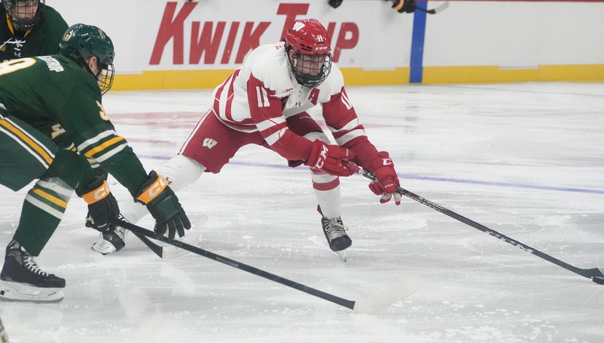 UWs Jack Gorniak, shown in a game earlier this season, had a two-point night Saturday against Michigan State.