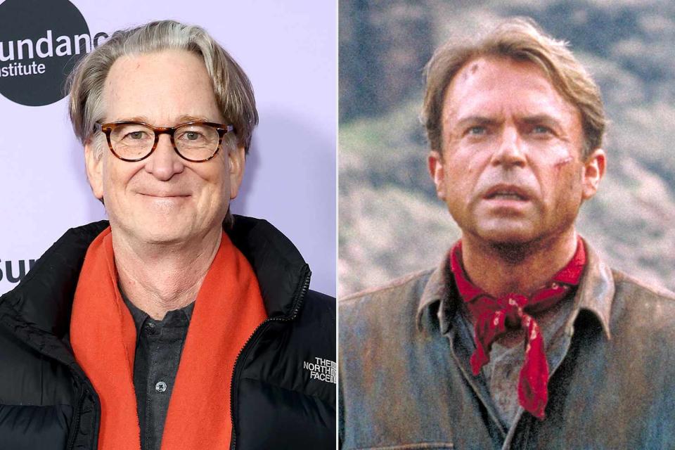 <p>Matt Winkelmeyer/Getty; Murray Close/Getty</p> David Koepp at the Sundance Film Festival in Park City, Utah, on Jan. 19, 2024; Sam Neill in <em>Jurassic Park</em> (1993)