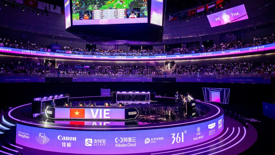 The venue for the Asian Games esports competitions is state-of-the-art and an impressive sight to see. - Philip Fong/AFP/Getty Images