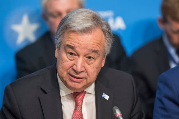 U.N. Secretary-General António Guterres, speaks at a conference in London.
