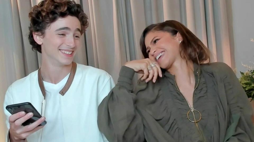 Timothée and Zendaya laughing together