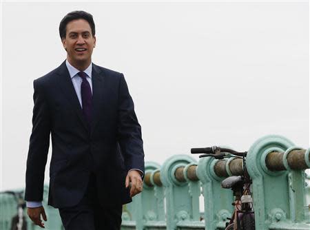 Britain's leader of the opposition Labour Party Ed Miliband arrives for an interview on the Andrew Marr show ahead of the party's annual conference in Brighton in southern England September 22, 2013. REUTERS/Luke MacGregor