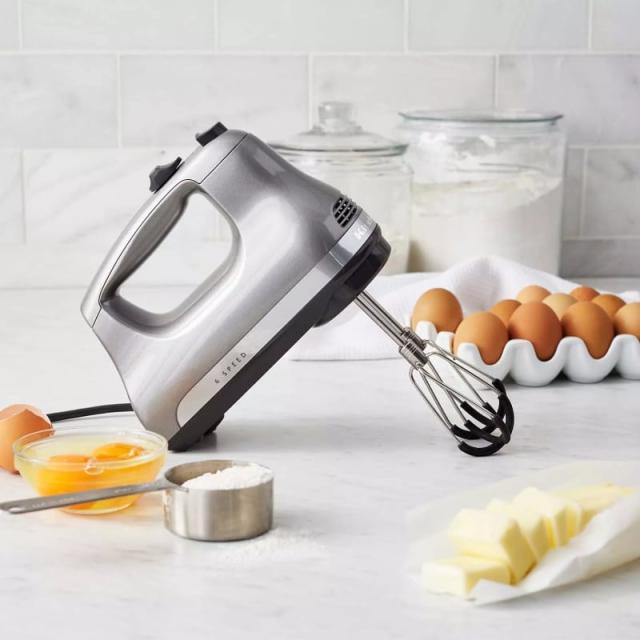 KitchenAid 9-Speed Hand Mixer with Flex Edge Beaters - Contour Silver