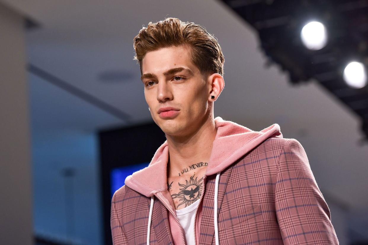 NEW YORK, NY - JULY 10: Jeremy Ruehlemann walks in Nick Graham S/S 2019 Collection during NYFW Men's July 2018 at Cadillac House on July 10, 2018 in New York City. (Photo by Sean Zanni/Patrick McMullan via Getty Images)