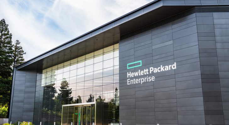 Picture of Hewlett Packard Enterprise offices in Palo Alto, CA. HPE stock.
