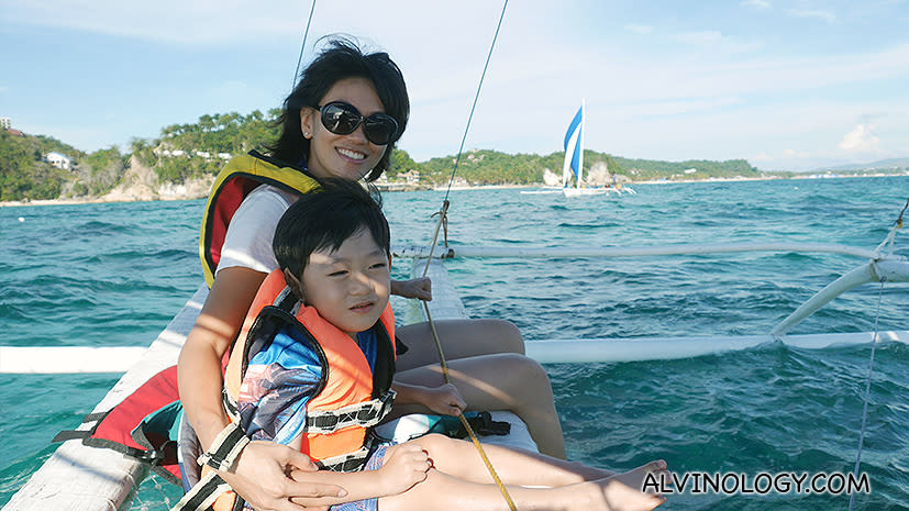 Kids should hold on tight to the rope as the waves can get really choppy