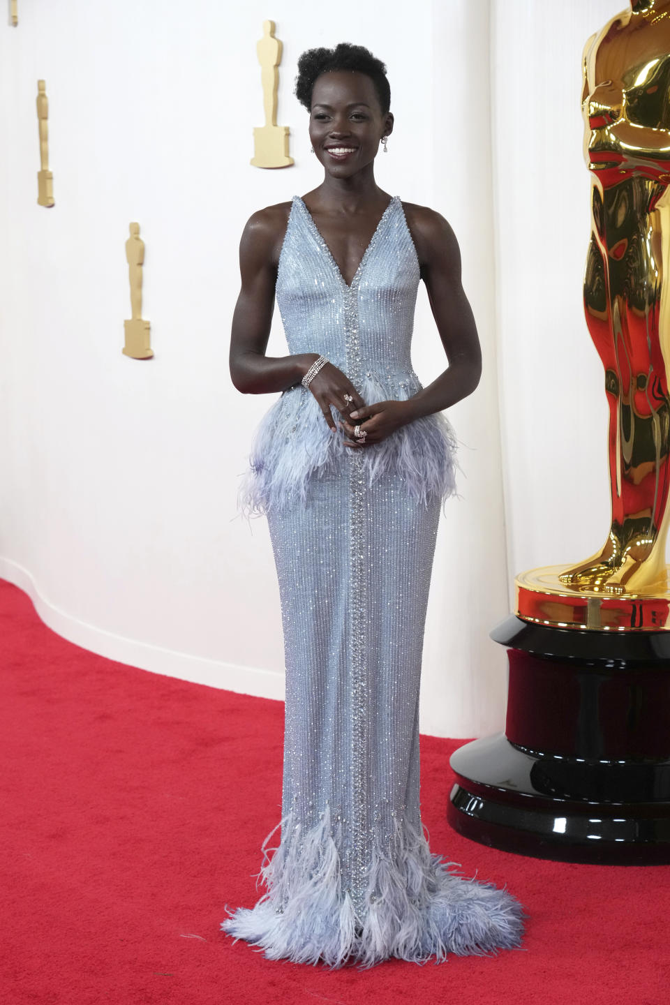 Lupita Nyong'o arrives at the Oscars on Sunday, March 10, 2024, at the Dolby Theatre in Los Angeles. (Photo by Jordan Strauss/Invision/AP)