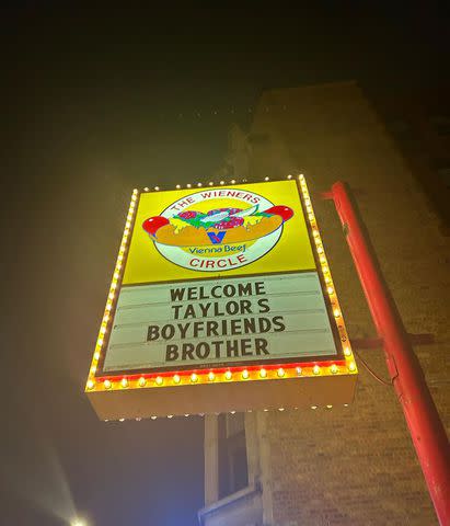 <p>The Wieners Circle Instagram</p> The Wieners Circle hot dog spot posts a fun sign for Jason Kelce on their Instagram account Thursday