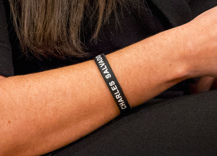 Ms Williamson wore a band bearing her fiancé's name (Picture: ITV)