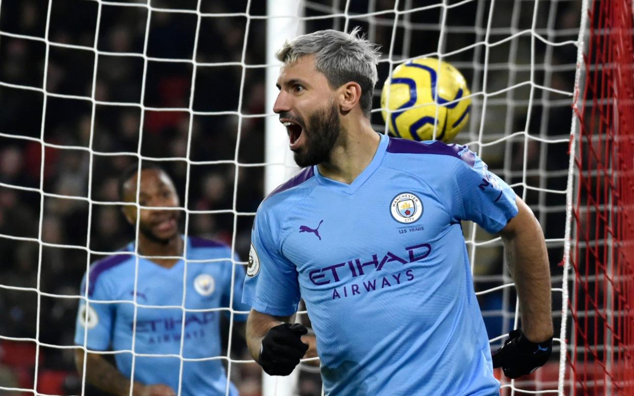 Sergio Aguero comes off the bench to break the deadlock for Manchester City against Sheffield United - AP