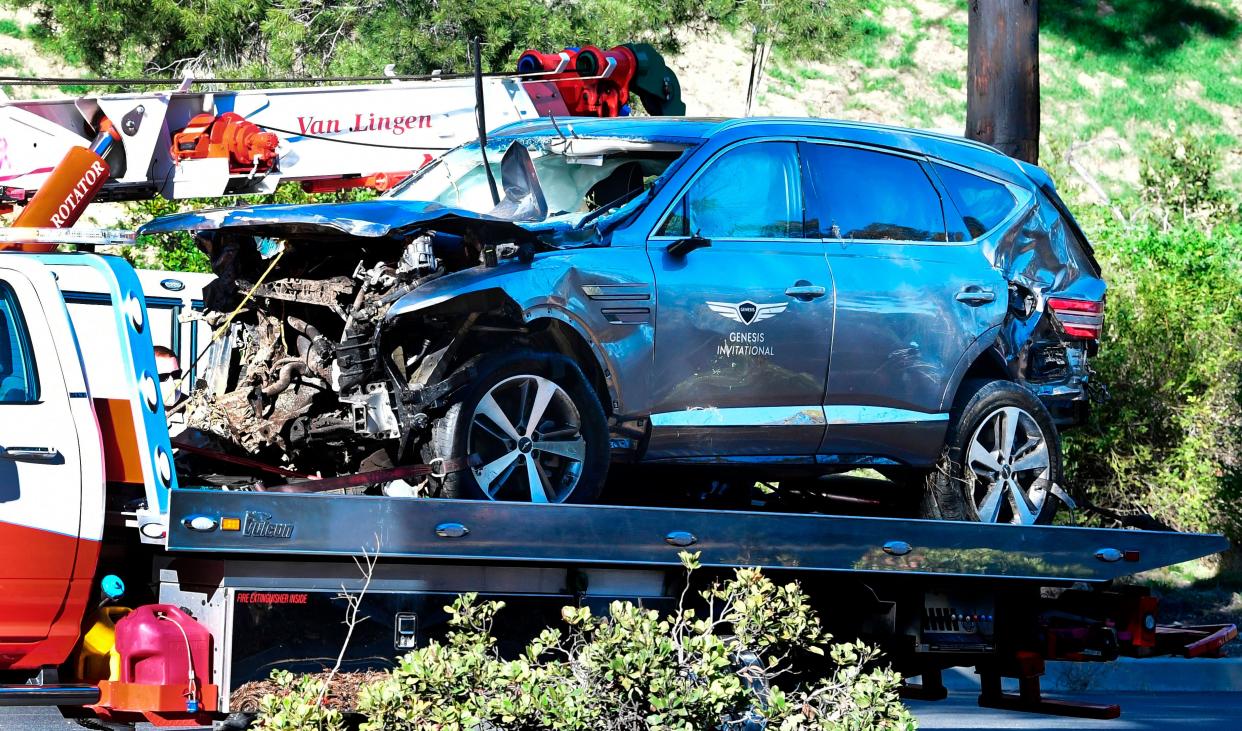 <p>No evidence of drugs or alcohol involved in Tiger Woods crash say police</p> (Photo by FREDERIC J. BROWN/AFP via Getty Images)