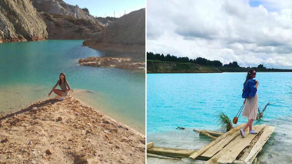 Monte Neme, left, has been compared to the "Siberian Maldives", another toxic body of water Instagrammers lust over. Source: Instagram