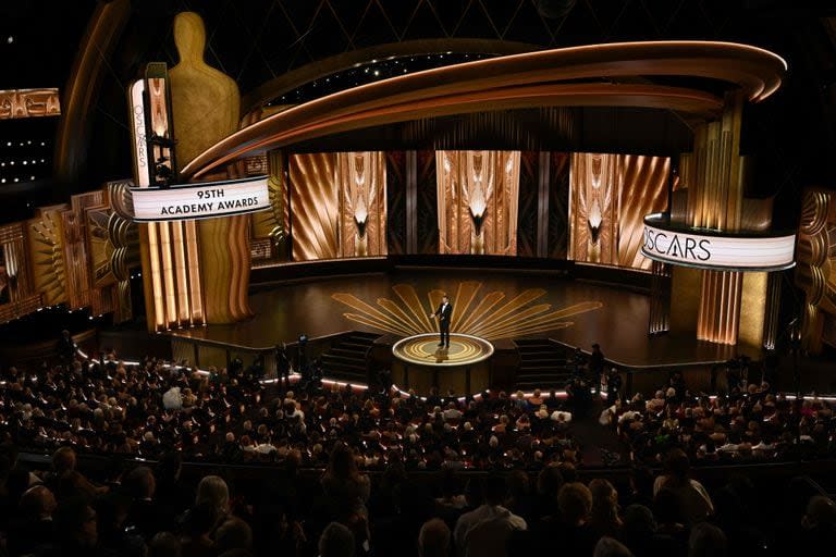 TV host Jimmy Kimmel durante la ceremonia de 2023 (Photo by Patrick T. Fallon / AFP)