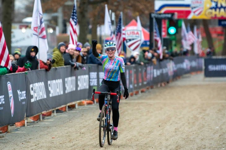 <span class="article__caption">Kaya Musgrave wins the junior women title at the 2022 cyclocross national championship.</span>