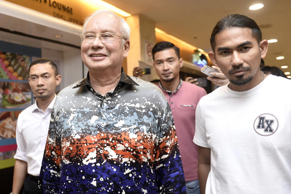 Former prime minister Datuk Seri Najib Razak is seen leaving PWTC after the Umno-PAS meeting February 24, 2020. — Picture by Miera Zulyana