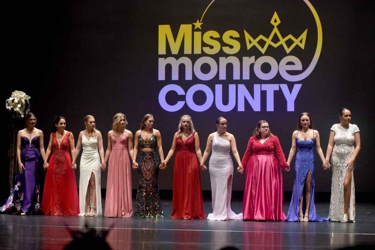 Miss Monroe County 2022 candidates wait in anticipation of who will be called first at the 2022 Miss Monroe County Scholarship Competition. The 2023 event is Aug. 19 at Meyer Theater, La-Z-Boy Center at Monroe County Community College.