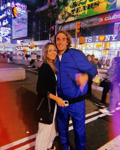 <p>Stefanos Tsitsipas and Paula Badosa Instagram</p> Stefanos Tsitsipas and Paula Badosa in Times Square