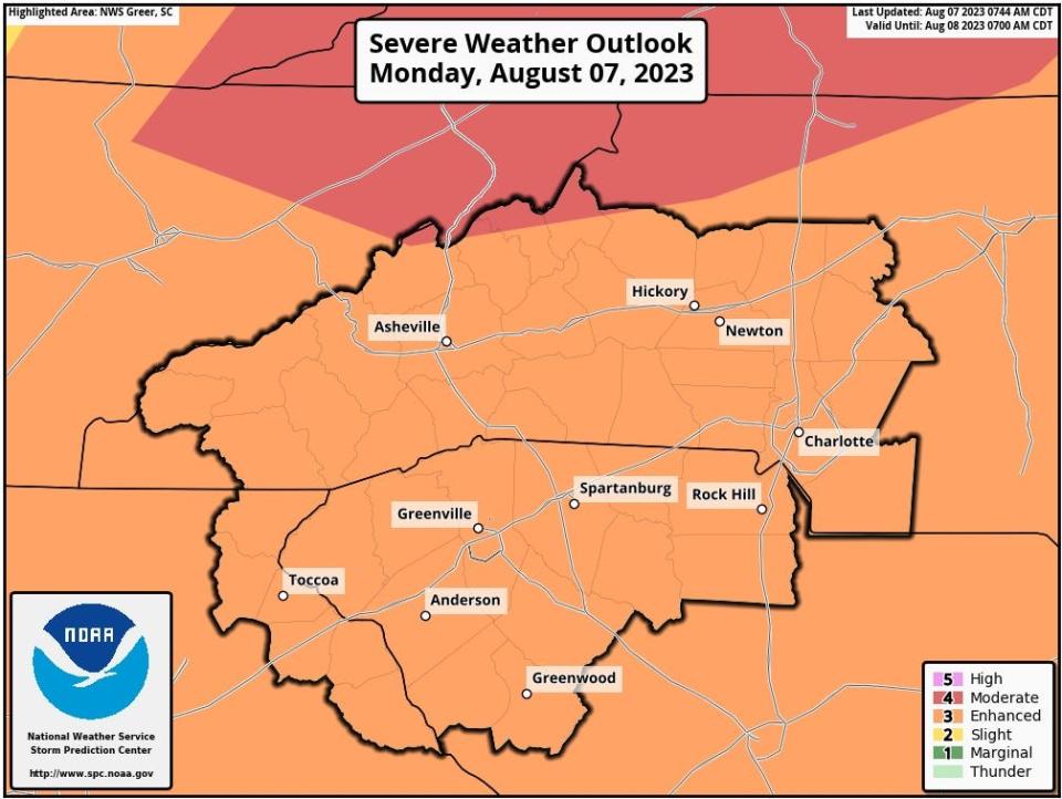 Severe thunderstorms outlook for Aug. 7, 2023.