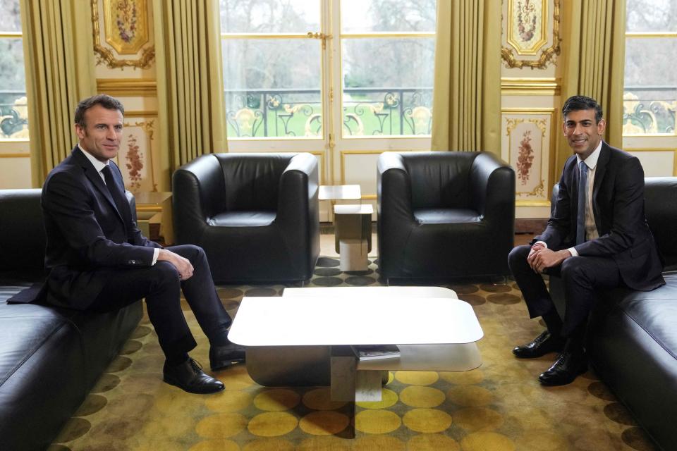 Emmanuel Macron and Rishi Sunak at Elysee Palace (POOL/AFP via Getty Images)