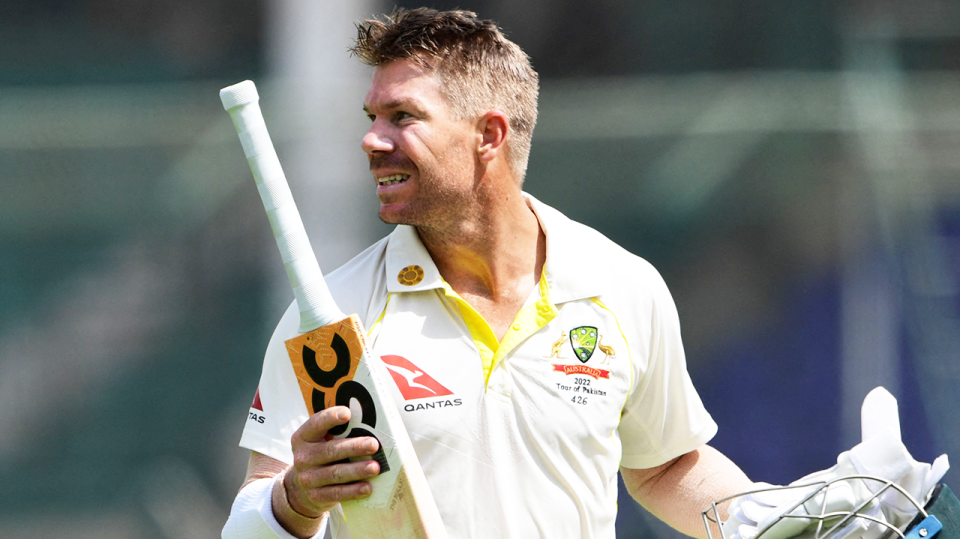 Aussie cricket great David Warner (pictured) looks frustrated after a dismissal.