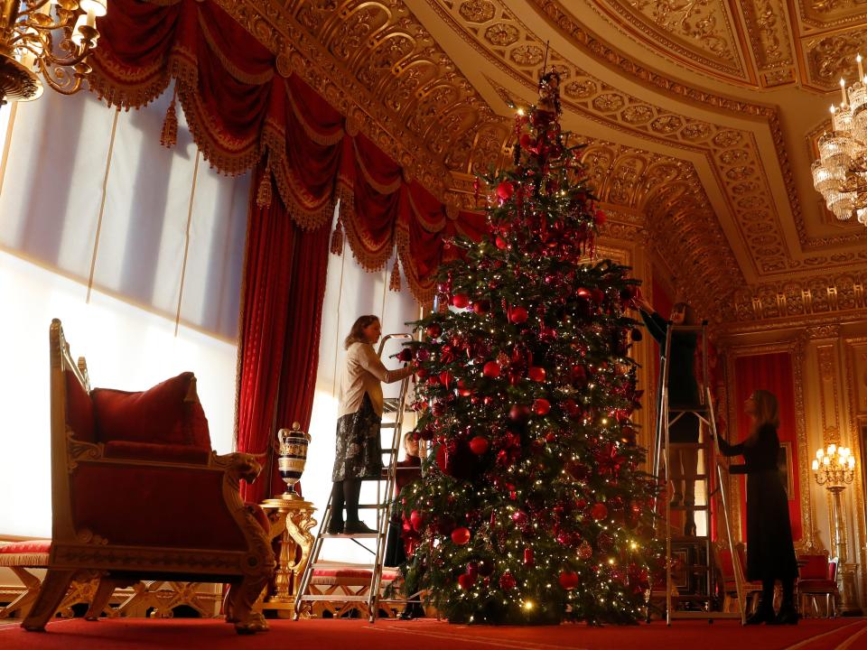 Decorations on the Christmas tree in the Crimson Drawing Room.