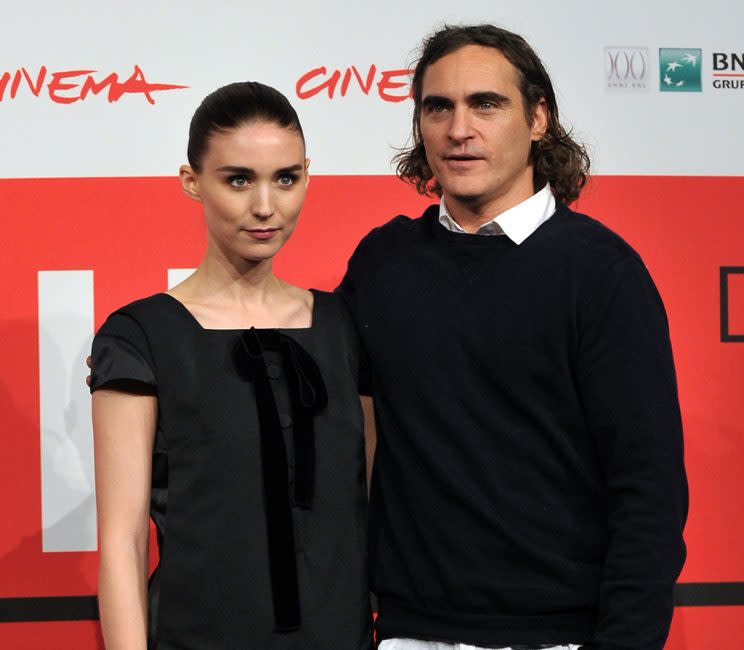 US actress Rooney Mara (L) poses with US actor Joaquin Phoenix during the photocall of the fim 