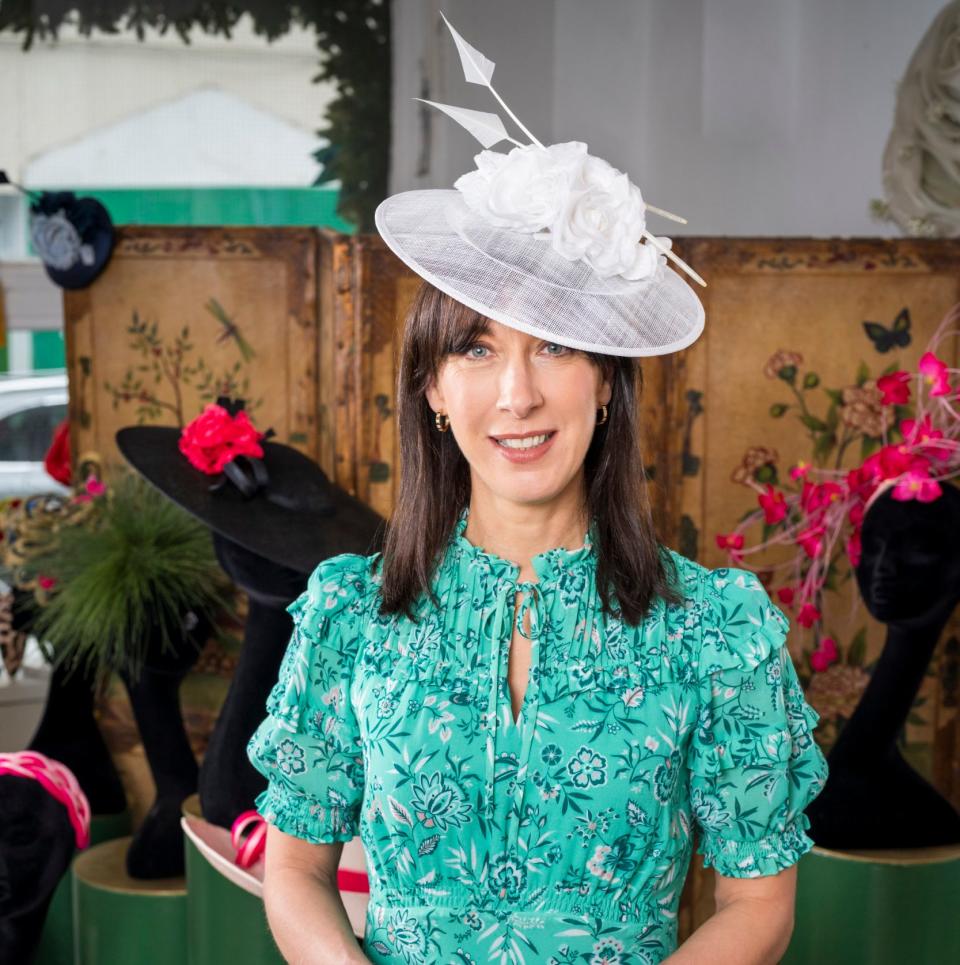 Samantha Cameron wears a hat from the new collection