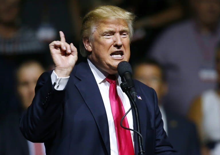 Republican Presidential nominee Donald Trump speaks to the crowd at a rally at the Mississippi Coliseum on August 24, 2016 in Jackson, Mississippi