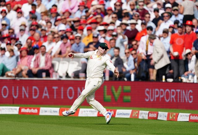 Steve Smith catches out England’s Ollie Pope 