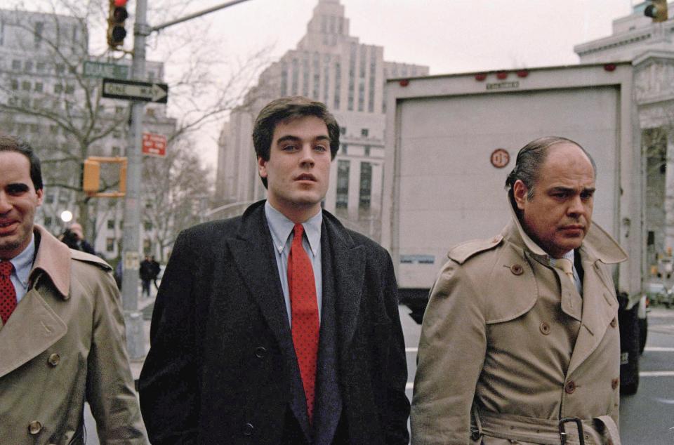 Robert Chambers, accompanied by his father, Robert Chambers Sr., arrives at New York City Criminal Court, Dec. 12, 1986, in New York. Chambers was released Tuesday, July 25, after spending 15 years in prison for drug and assault charges, according to state records.