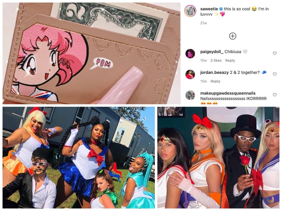 Saweetie's Sailor Moon wallet, Lizzo and friends doing Sailor Moon cosplay, Stassie and friends doing Sailor Moon cosplay