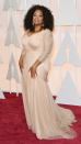 <p> You can always count on Winfrey to be one of the best dressed stars on the Oscars red carpet. Winfrey looked every bit the glamorous A-lister at the Oscars in 2015. The star graced the red carpet in a floating Vera Wang gown, featuring a v-neckline, three-quarter-length sleeves and elegant draping. She accessorised with glossy make-up and statement gold earrings. </p>