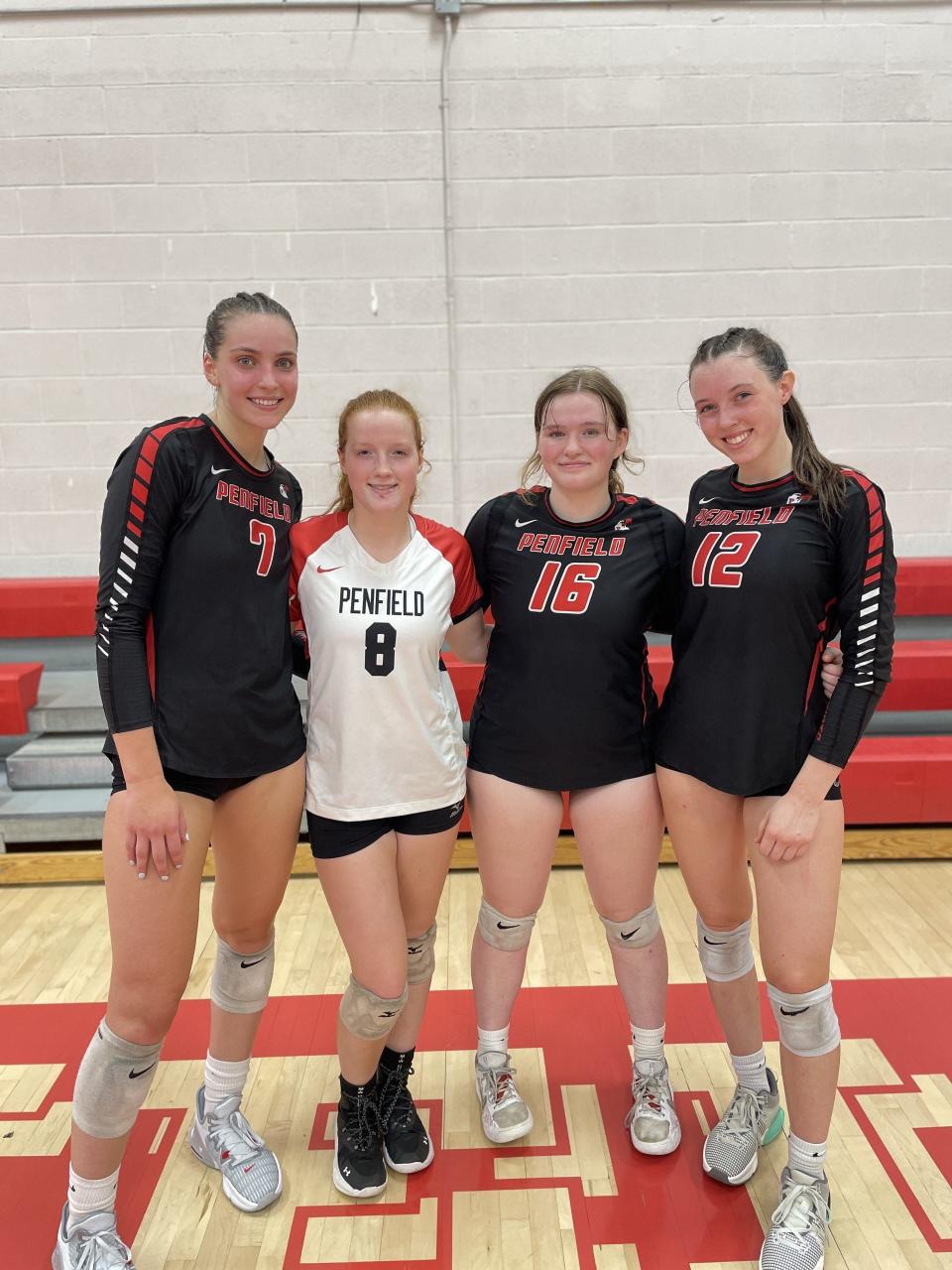 Penfield girls volleyball players Ella Dorritie, Megan Clark, Olivia Solomon and Hannah Sobko.