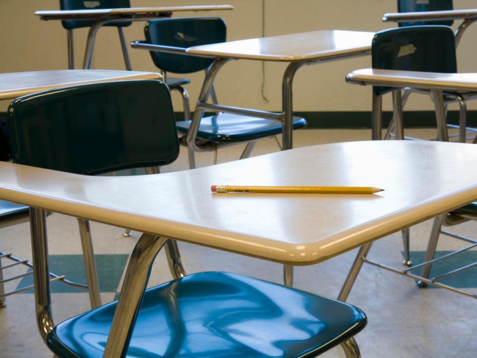 An empty classroom.