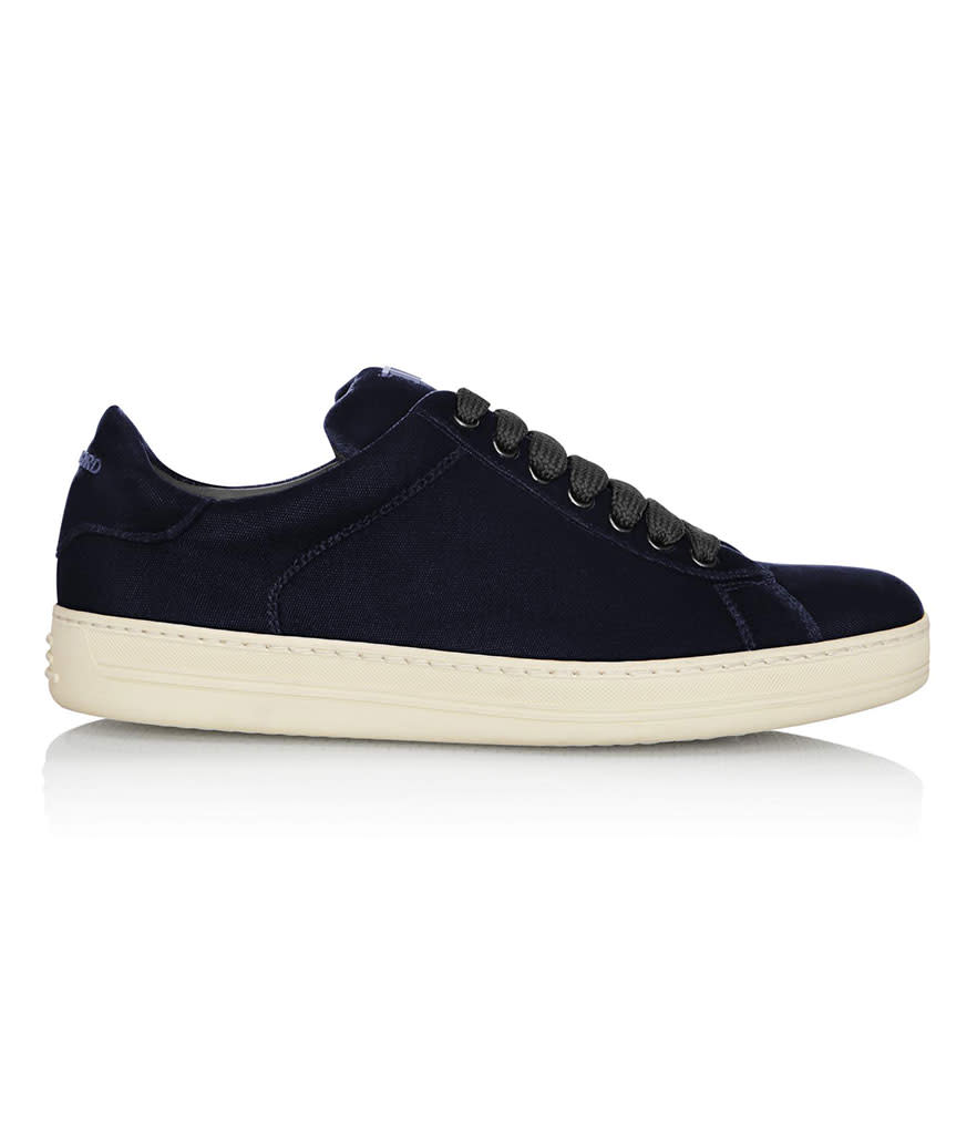 Tom Ford Velvet Low Top Sneakers in Navy